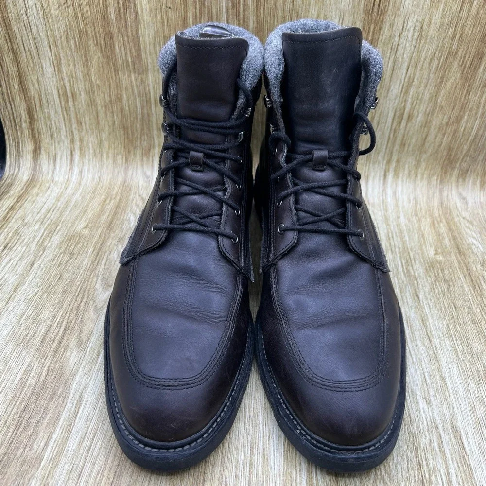 Woolrich‎ Puritan Patch Leather Lace Up Boots Men's 13 Dark Brown Wool Collar